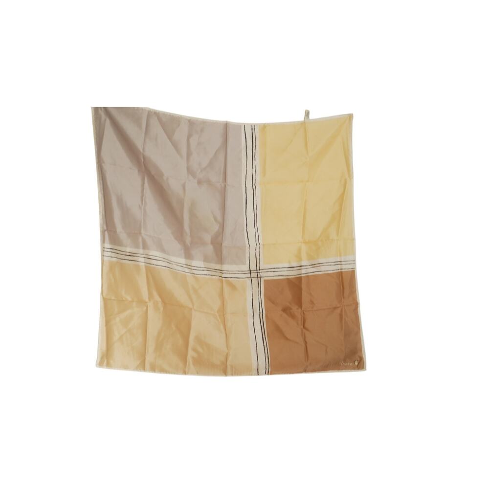 Vintage Vera Neumann Scarf Yellow Tan Stripe Acetate Japan Mod MCM 1960s 70s